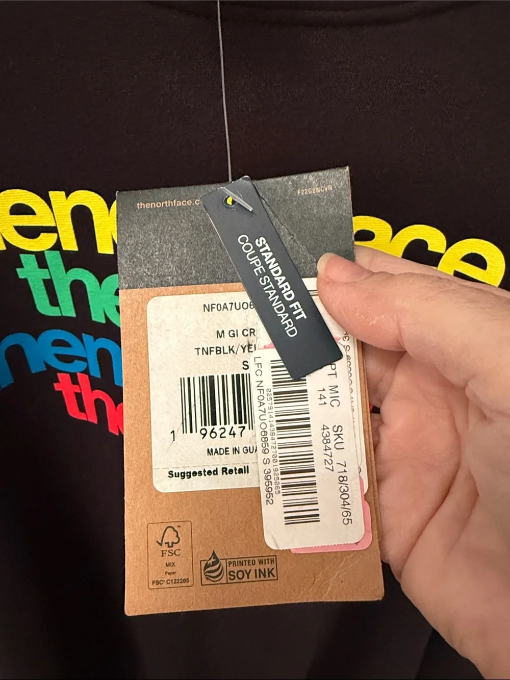 The North Face Black Sweatshirt with Yellow, Green, Blue & Red Logo